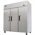 COMPACT UPRIGHT FREEZER - STAINLESS STEEL - Mod. YBF9242GR - VENTILATED COOLING - CAPACITY LT 1390 - N. 3 DOORS - TEMPERATURE -17°/-22°C - Dim. cm L 180 x D 73 x h 182 - CE APPROVED