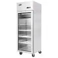 UPRIGHT FRIDGE - STAINLESS STEEL - SNACK MODEL - Mod. YCF9401GR - VENTILATED COOLING - CAPACITY LT 410 - N. 1 GLASS DOOR - TEMPERATURE 0°/+8°C - Dim. cm L 60 x D 73 x h 195,5 - CE APPROVED