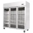 COMPACT UPRIGHT FRIDGE - STAINLESS STEEL - Mod. YCF9403GR - VENTILATED COOLING - CAPACITY LT 1390 - N. 3 GLASS DOORS - TEMPERATURE 0°/+8°C - Dim. cm L 180 x D 73 x h 195,5 - CE APPROVED