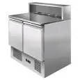 REFRIGERATED SALADETTE AND PIZZA COUNTER - Mod. ESL3831GR - STATIC COOLING - GASTRONORM 1/1 (cm 53x32,5) - GRANITE WORKTOP - STAINLESS STEEL UPSTAND FOR N. 5 PANS GN 1/6 (cm 17,6x16,2) - N. 2 REFRIGERATED DOORS - TEMPERATURE -2°/+8°C - Dim. cm L 90 x D 70