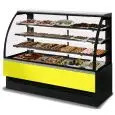 AMBIENT DISPLAY COUNTER (NON REFRIGERATED) - MOD. EVO_NE - OPENING GLASS FRONT - TEMPERED GLASS CERAMIC SLIDING REAR DOORS - GLASS CERAMIC END WALLS - N. 3 SHELVES WITH LIGHTING - EC STANDARDS - INTERIOR DEPTH: cm 66