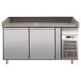 REFRIGERATED PIZZA COUNTER - STAINLESS STEEL AISI 304 - FOR PIZZA CONTAINERS cm 60x40 - VENTILATED COOLING - Mod. G-PZ2600TN - DOUBLE SOLID DOOR - Temperature range +2°/+8°C - Dimensions cm 151X80X100 - CE APPROVED