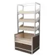 DISPLAY FOR PACKAGED BREAD - Mod. ESPOSITORE MURALE I. - N. 3 INCLINED SHELVES + N. 1 BASKET - DIMENSIONS cm L 100 x P 80 x 214h