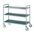 Service trolley with bolted pressed shelves - Model 1405 - AISI 304 stainless steel structure - 3 shelves - shelf cm 100 x 50 - capacity 120 kg - Dimensions cm 109 x 59 x 95 h