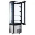 VERTICAL REFRIGERATED DISPLAY - Mod. ARC400RC - Steel base - N. 4 height-adjustable glass shelves - TEMPERATURE RANGE +2/+8 °C - Capacity lt 400 - Ventilated cooling - Power W 210 - Single phase - Dimensions cm L 68 x D 68 x 175h - CE approved