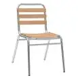 CHAIR - MOD. ALW07 - ANODIZED ALUMINIUM STRUCTURE ø 25 x 1,5 mm - OAK WOOD SLATS - SEAT HEIGHT 43 cm - STACKABLE UP TO 12 PIECES - FOR OUTDOOR USE - DIM. cm W 42 x D 41 x h 77 - CE STANDARD