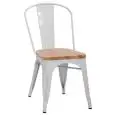 CHAIR - MOD. EM35W - PAINTED METAL STRUCTURE - WOODEN SEAT - SEAT HEIGHT 45 cm - STACKABLE UP TO 4 PIECES - FOR INDOOR USE - DIM. cm L 36 x D 36 x h 85 - CE STANDARD