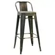 STOOL - MOD. MC012DT - STRUCTURE IN PAINTED METAL WITH ANTIQUE EFFECT - SEAT HEIGHT cm 76 - FOR INDOOR USE - DIM. cm L 30 x D 30 x h 98 - CE STANDARD