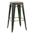 STOOL - MOD. MC012D - STRUCTURE IN PAINTED METAL WITH ANTIQUE EFFECT - SEAT HEIGHT 76 cm - STACKABLE UP TO 4 PIECES - FOR INDOOR USE - DIM. cm W 30 x D 30 x h 76 - CE STANDARD