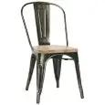 CHAIR - MOD. MC001DW - ANTIQUED EFFECT PAINTED METAL STRUCTURE - WOODEN SEAT - SEAT HEIGHT 45 cm - STACKABLE UP TO 4 PIECES - FOR INDOOR USE - SIZE cm L 36 x D 36 x h 85 - CE STANDARD