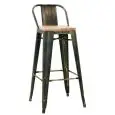 STOOL - MOD. MC012DTW - STRUCTURE IN PAINTED METAL WITH ANTIQUE EFFECT - WOODEN SEAT - SEAT HEIGHT 76 cm - FOR INDOOR USE - DIM. cm L 30 x D 30 x h 98 - CE STANDARD