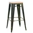 STOOL - MOD. MC012DW - ANTIQUED EFFECT PAINTED METAL STRUCTURE - WOODEN SEAT - SEAT HEIGHT 76 cm - STACKABLE UP TO 4 PIECES - FOR INDOOR USE - DIM. cm W 30 x D 30 x h 76 - CE STANDARD