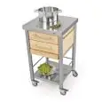 KITCHEN TROLLEY - mod. 691502 auxilium - made from stainless steel - stainless steel worktop and white ironwood drawer coating - with n.2 drawers