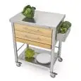 KITCHEN TROLLEY - mod. 691702 auxilium - made from stainless steel - stainless steel worktop and white ironwood drawer coating - with n.2 drawers