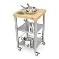 KITCHEN TROLLEY - mod. 692500 auxilium - made from stainless steel - white edge grain ironwood worktop - plain with no drawers