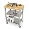 KITCHEN TROLLEY - mod. 692700 auxilium - made from stainless steel - white edge grain ironwood worktop - plain with no drawers