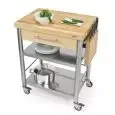 KITCHEN TROLLEY - mod. 692701 auxilium - made from stainless steel - white edge grain ironwood worktop and drawer coating - with n.1 drawer