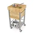 KITCHEN TROLLEY - mod. 693502 auxilium - made from stainless steel - white end grain ironwood worktop and white edge grain ironwood drawer coating - with n.2 drawers