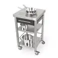 KITCHEN TROLLEY - mod. 689501 auxilium - made from stainless steel - black Corian drawer coating - with n.1 drawer