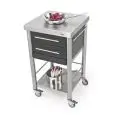 KITCHEN TROLLEY - mod. 689502 auxilium - made from stainless steel - black Corian drawer coating - with n 2 drawers