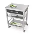 KITCHEN TROLLEY - mod. 689701 auxilium - made from stainless steel - black Corian drawer coating - with n.1 drawer