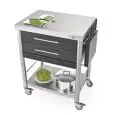 KITCHEN TROLLEY - mod. 689702 auxilium - made from stainless steel - black Corian drawer coating - with n 2 drawers