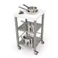 KITCHEN TROLLEY - mod. 690500 auxilium - made from stainless steel - white Corian worktop - plain with no drawers