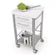 KITCHEN TROLLEY - mod. 690502 auxilium - made from stainless steel - white Corian worktop and drawer coating - with n.2 drawers