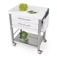 KITCHEN TROLLEY - mod. 690702 auxilium - made from stainless steel - white Corian worktop and drawer coating - with n.2 drawers