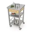 KITCHEN TROLLEY - mod. 691501 auxilium - made from stainless steel - stainless steel worktop and white ironwood drawer coating - with n.1 drawer