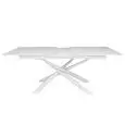 Table - colour white - Extendable top in glass, Thickness 10 mm, structure in metal painted - Model 1442-A58B