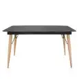 Table - colour black - Structure in metal painted e wood, extendable top in glass stone effect, Thickness 10,5 mm - Model 1445-A75GA-01