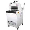 MANUAL CUTTER FOR BREAD WITH FLAT LOADING BASE - Max cutting width cm: 42 or 52 - Cutting height cm 6/17 - Power supply 400V THREE-PHASE - Power Kw 0,75 - CE STANDARD