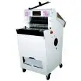 AUTOMATIC CUTTER WITH HORIZONTAL REAR LOADING BASE FOR BREAD - single or continuous pusher - Max cutting width cm: 42 or 52 - Cutting height cm 6/17 - Power supply 400V THREE-PHASE - Power Kw 0,75 - CE STANDARD
