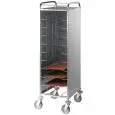 TRAY TROLLEY - MOD. UNIV3INOX 10/12 - SQUARE TUBULAR STAINLESS STEEL STRUCTURE cm. 2X2 - CHROME-COATED STEEL WIRE RUNNERS - MAX TRAY DIMENSIONS cm 53x39 - GRADE AISI 304 STAINLESS STEEL PANELS ON THREE SIDES - SWIVEL CASTORSø cm. 12,5 - EC STANDARDS