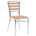 CHAIR - MOD. ALW12 - ANODIZED AND WELDED ALUMINIUM STRUCTURE ø 25 x 1,5 mm - OAK WOOD SLATS - SEAT HEIGHT 44,5 cm - STACKABLE UP TO 7 PIECES - FOR OUTDOOR USE - PACK OF N. 7 - DIM. cm L 40 x D 44 x h 95 - CE STANDARD