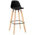 Sgabello - colour black - Structure in wood e metal painted, scocca in polypropylene, cuscino in ecopelle - Model 1497-K31-N-01