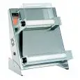 PIZZA DOUGH SHEETER - ROLLING MACHINE - PARALLEL ROLLERS - ELECTRIC PEDAL - mod. DSA 420 RP TGO - SENSORED AUTOMATIC START-UP - ADJUSTABLE TIMER - Roller length cm 40 - Power kW 0,25 - Single phase 230 V - Dimensions L 58,5 x D 43,5 x H 71,5 cm - Weight K