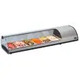 REFRIGERATED COUNTERTOP DISPLAY - SERIES: TAPASGN - STAINLESS STEEL FRAME - PANS GN 1/3 - TEMPERATURE °C +3/+5 - SINGLE PHASE - STATIC COOLING - CURVED GLASS - LIGHTING - INTEGRAL MOTOR