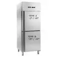 UPRIGHT FRIDGE - STAINLESS STEEL - Ventilated cooling - Dual temp. Fridge  freezer - Mod. AK600DTV - GASTRONORM 2/1 (cm 65 x 53) - Capacity L 225 + L 225 - Double door - Temperature -2°/+8°C / -18°/-22° C - Dim. cm L 68 x D 86 x 197 H - CE approved