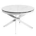 Table - colour white - Structure in metal painted, extendable top in glass-ceramic Thickness 11 mm, extension in MDF lacquered - Model 1594-DE86T-chiuso