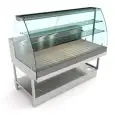 BREAD DISPLAY - MOD. BREAK PANE VAC - FINISHING PANELS NOT INCLUDED - HIGH CURVED HINGED GLASS FRONT - PAINTED STEEL TUBULAR BASE - STAINLESS STEEL TOP - STEEL CRUMB TRAY AND REMOVABLE BIRCH PLYWOOD TRAYS - DIM. Cm D 68,8 x H 135