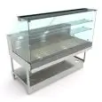 BREAD DISPLAY - MOD. BREAK PANE VAD - FINISHING PANELS NOT INCLUDED - HIGH FLAT HINGED GLASS FRONT - PAINTED STEEL TUBULAR BASE - STAINLESS STEEL TOP - STEEL CRUMB TRAY AND REMOVABLE BIRCH PLYWOOD TRAYS - DIM. Cm D 68,8 x H 135