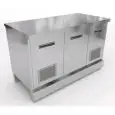 BEER COUNTER - FINISHING PANELS NOT INCLUDED - MOD. CX88/15P - With stainless steel worktop or without worktop designed for marble/granite/agglomerate worktop applications - L. 150cm - N. 3 ventilated stainless steel doors - reinforced base - DIM. Cm L 15