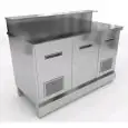 BEER COUNTER - FINISHING PANELS NOT INCLUDED - MOD. CX88/15 - WITH UPSTAND AND DESIGNED FOR BAR TOP APPLICATIONS - reinforced base - L 150 cm - 2 ventilated stainless steel doors - DIM. cm L 150 x D 70 x h 113,1