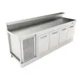 REFRIGERATED UNDER BAR COUNTER - FINISHING PANELS NOT INCLUDED - MOD. BBR25CB4V - SINGLE PHASE V 230/50Hz - DESIGNED FOR BAR TOP APPLICATIONS - NO-DRIP EDGE - BUILT-IN CONDENSING UNIT - DIMENSIONS Cm L 250 x D 70 x h 113,1