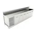 REFRIGERATED UNDER BAR COUNTER - FINISHING PANELS NOT INCLUDED - MOD. BBR35CB6V - SINGLE PHASE V 230/50Hz - DESIGNED FOR BAR TOP APPLICATIONS - NO-DRIP EDGE - BUILT-IN CONDENSING UNIT - DIMENSIONS Cm L 350 x D 70 x h 113,1