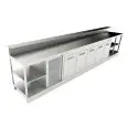 REFRIGERATED UNDER BAR COUNTER - FINISHING PANELS NOT INCLUDED - MOD. BBR45CB5V - SINGLE PHASE V 230/50Hz - DESIGNED FOR BAR TOP APPLICATIONS - NO-DRIP EDGE - BUILT-IN CONDENSING UNIT - DIMENSIONS Cm L 450 x D 70 x h 113,1