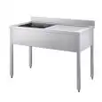 Sink unit n.1 basin - with n.1 drainboard - square legs - plain - no bottom shelf or frame