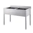 Sink unit n.2 basins - square legs - plain - no bottom shelf or frame